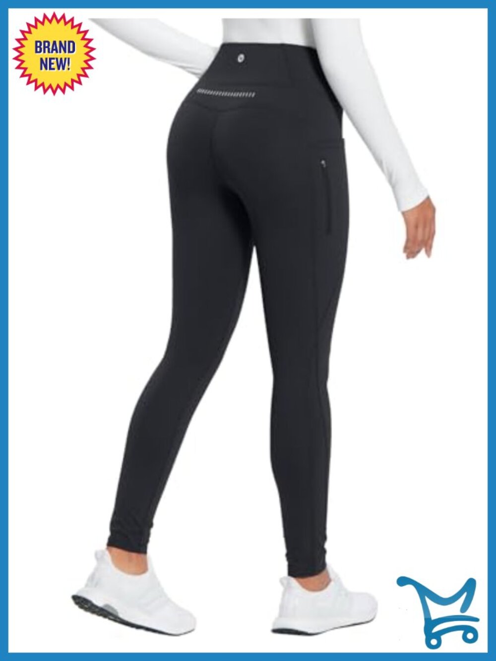 Fleece Lined Leggings High Waisted Warm Pants with Pockets